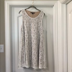 Sleeveless White Lace Swing Dress